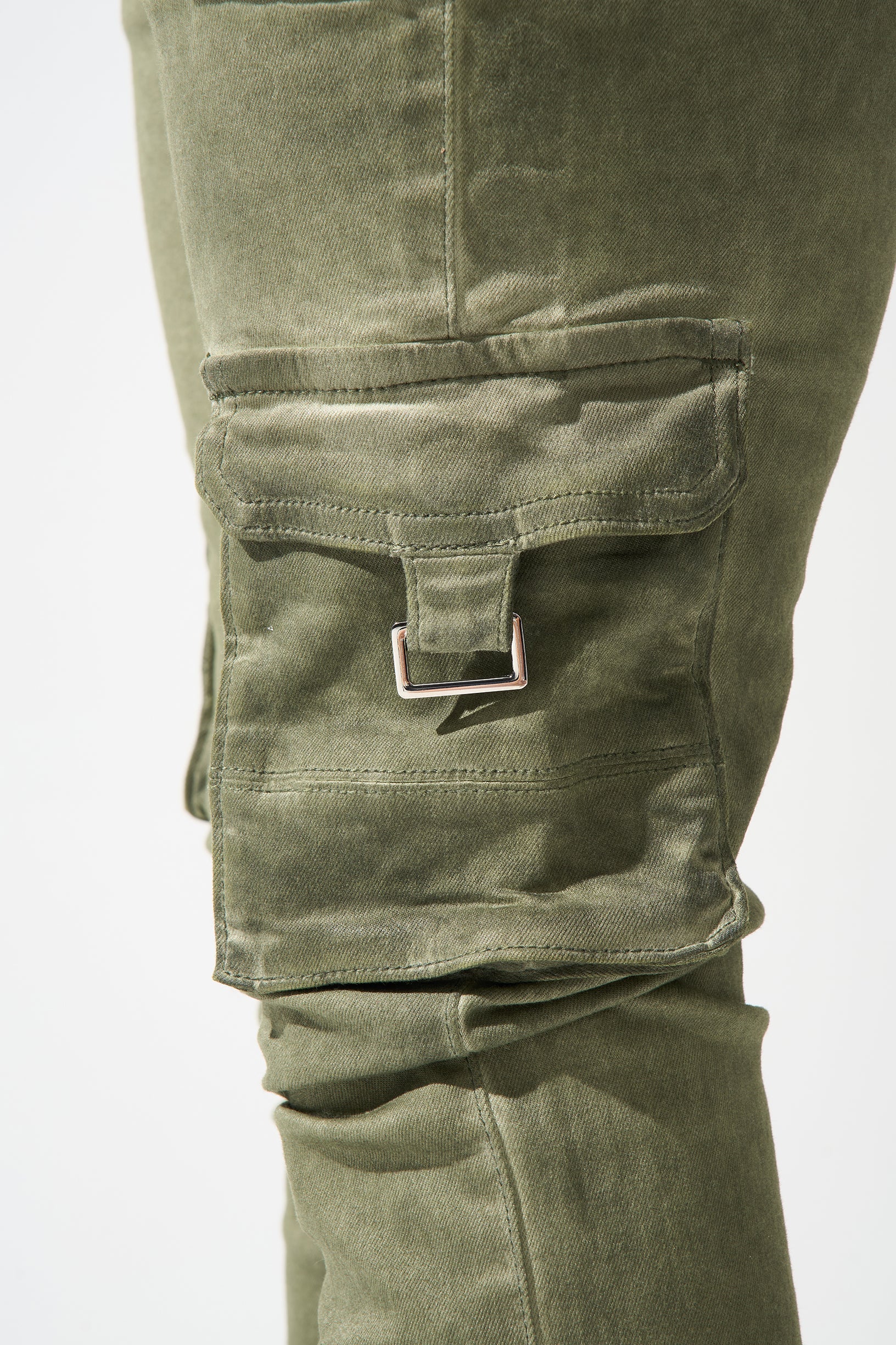 "OIL" Cargo Stacked Jeans