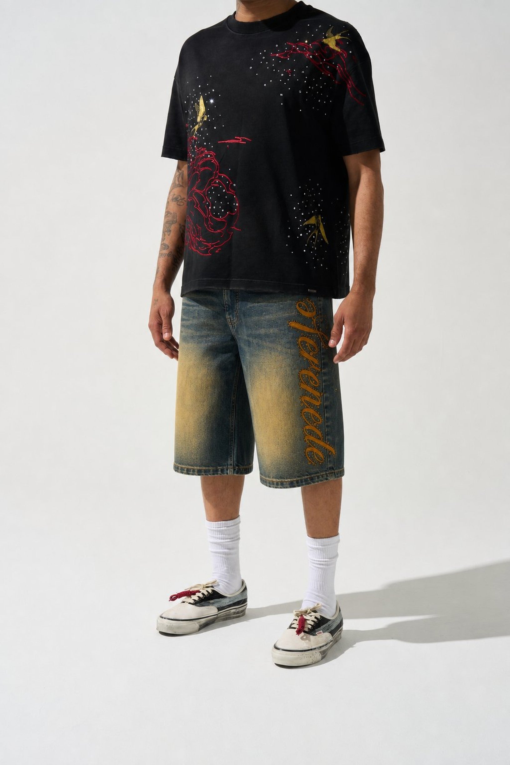 SIDE SCRIPT Dark Denim Shorts