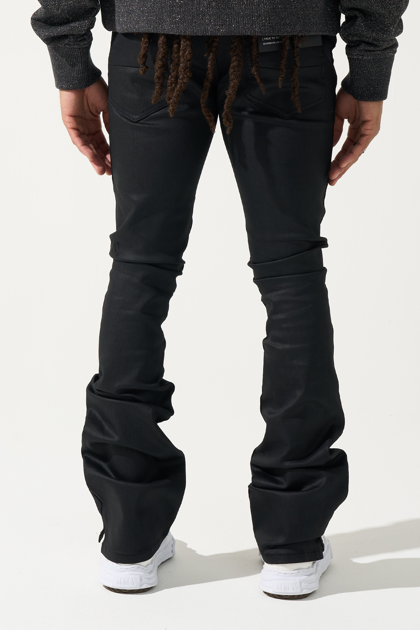 "CAVIAR" Wax Stacked Jeans