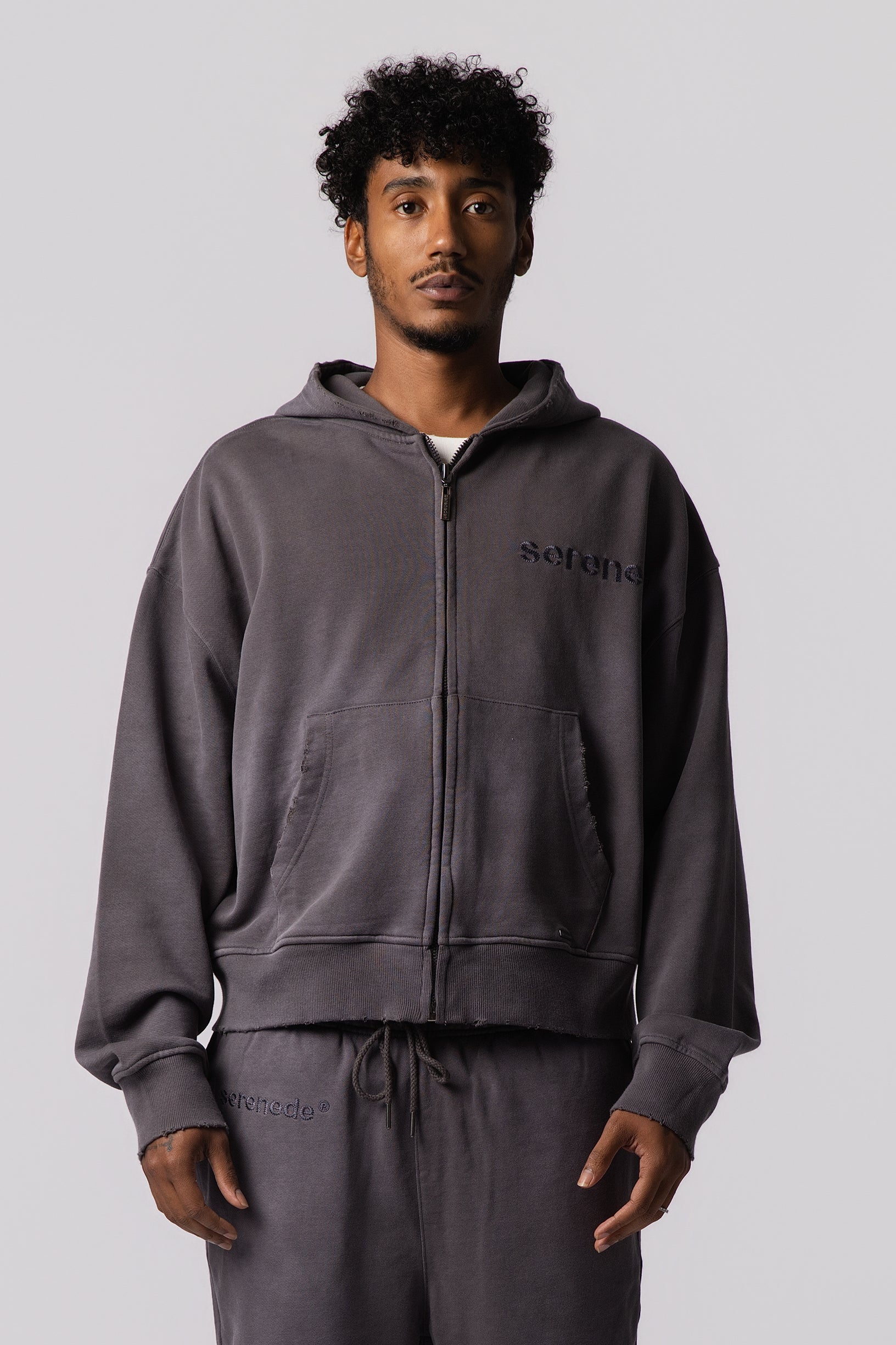 ESSENTIAL Zip Grey Hoodie