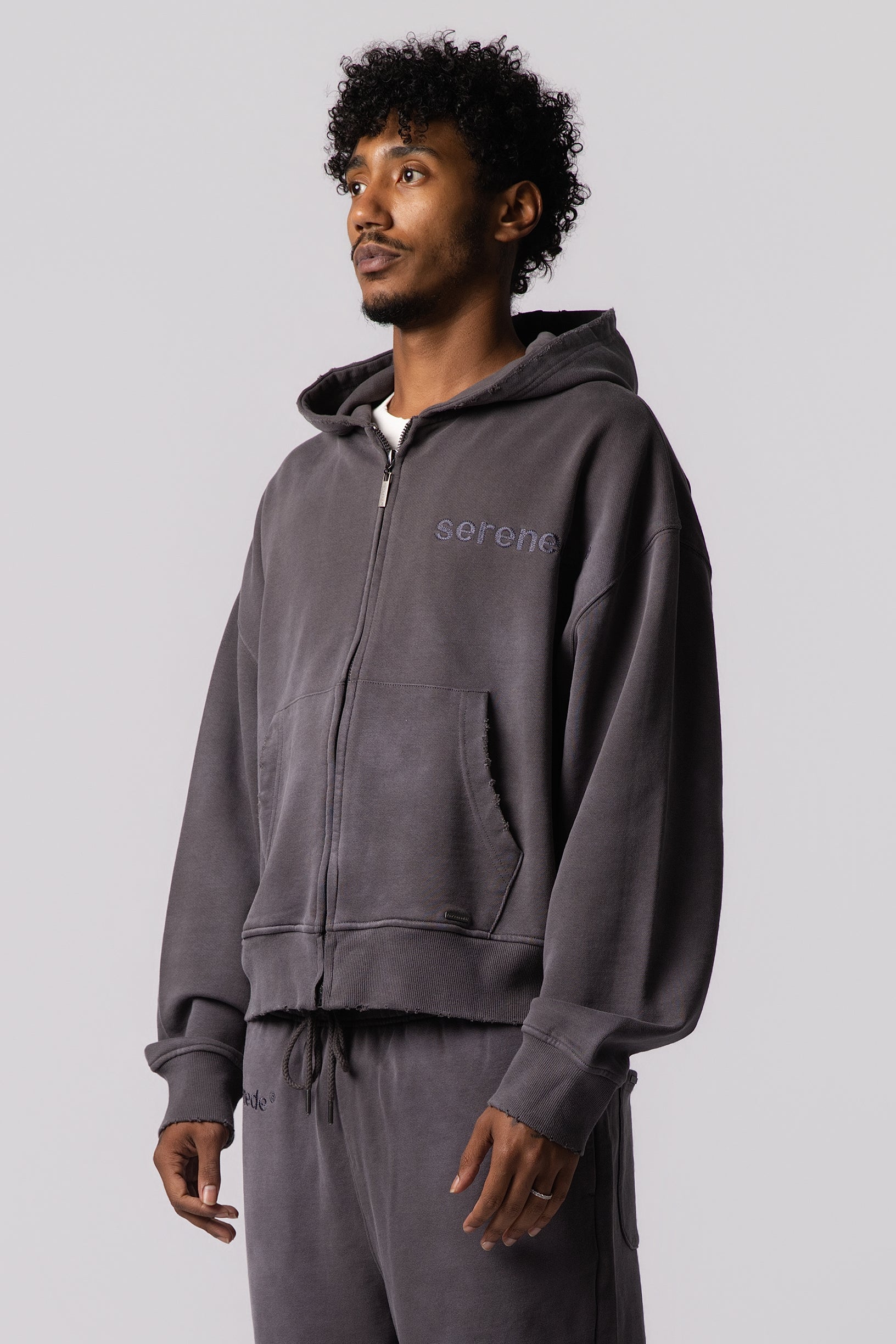 ESSENTIAL Zip Grey Hoodie
