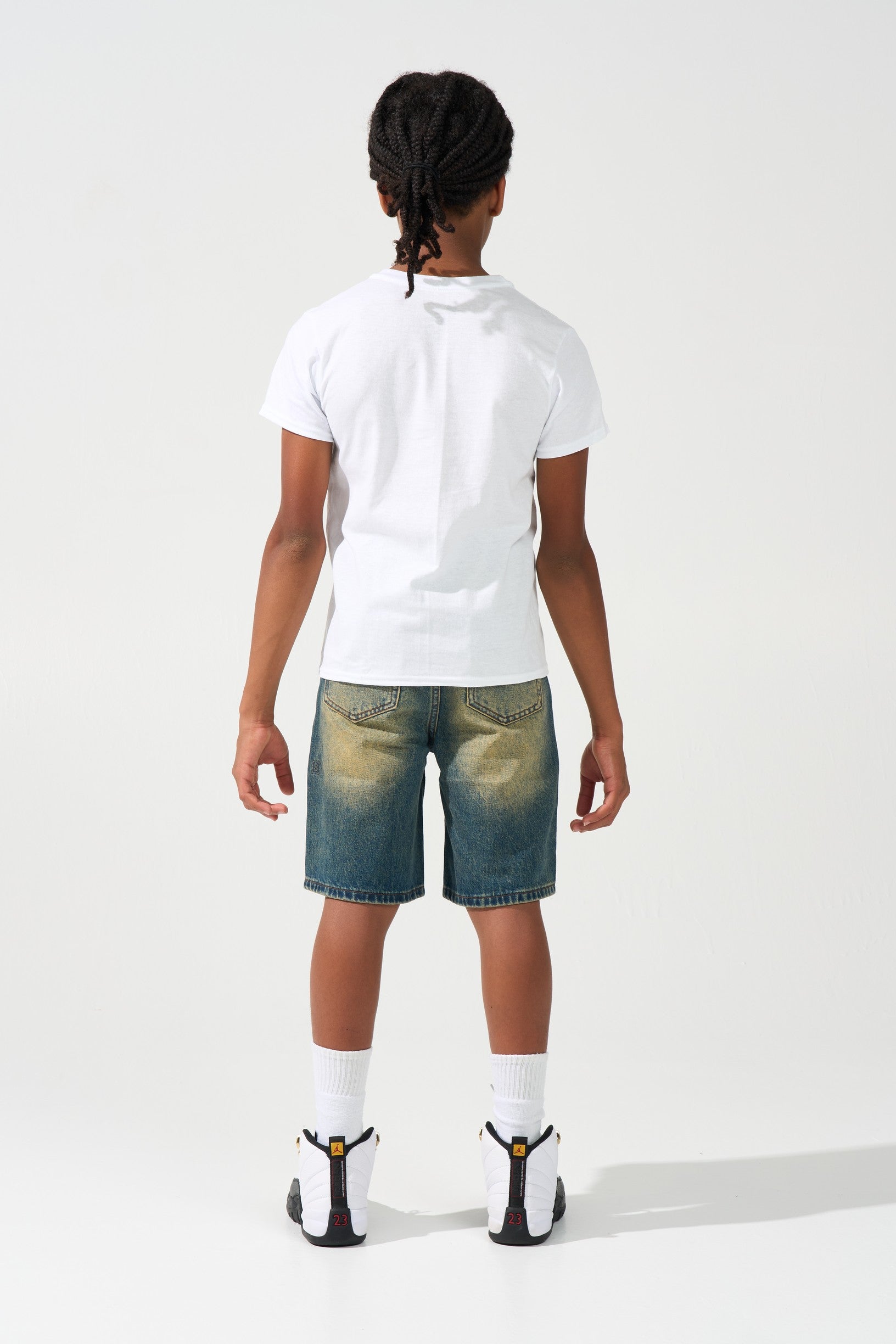 KIDS SIDE SCRIPT Dark Denim Shorts