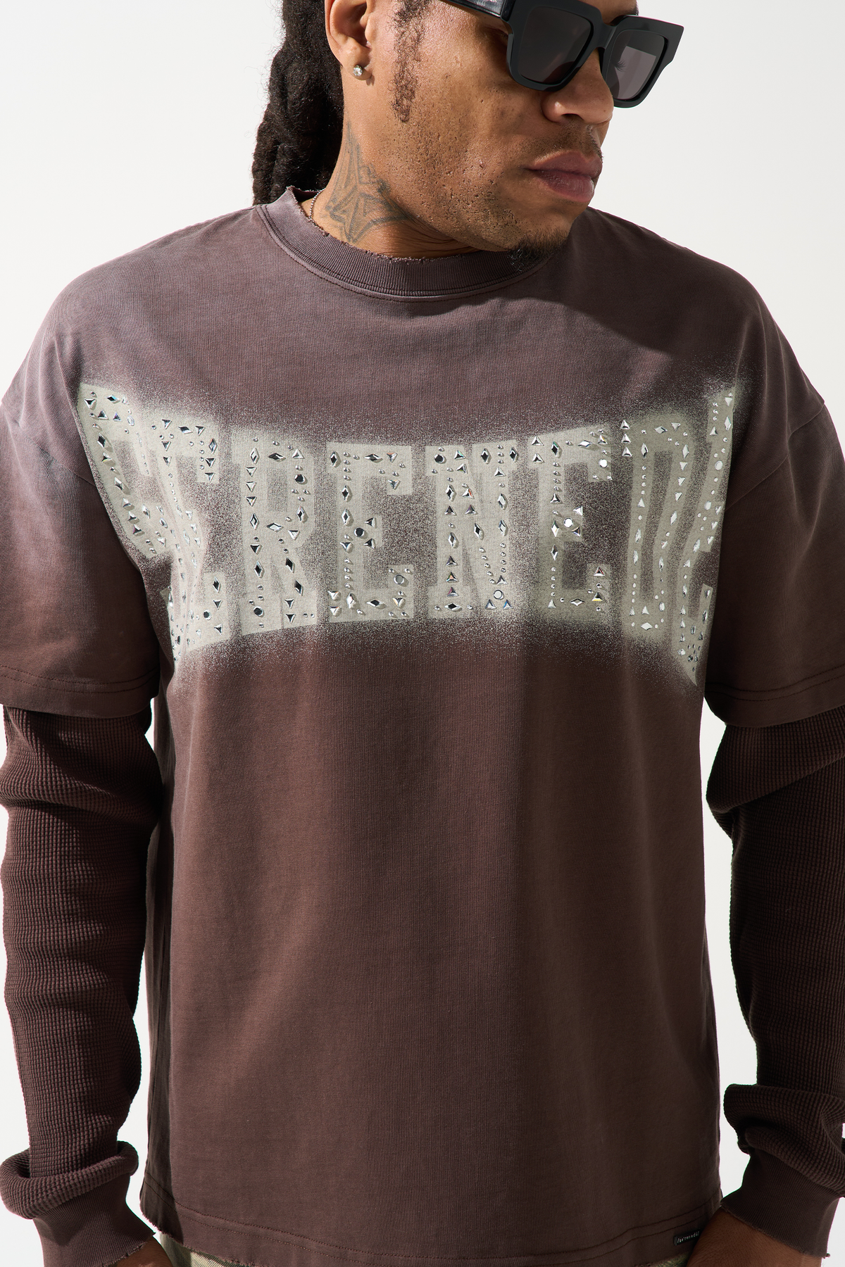 LEGACY Brown Long Sleeve T-Shirt - Crystal Graphic Tee | SERENEDE®