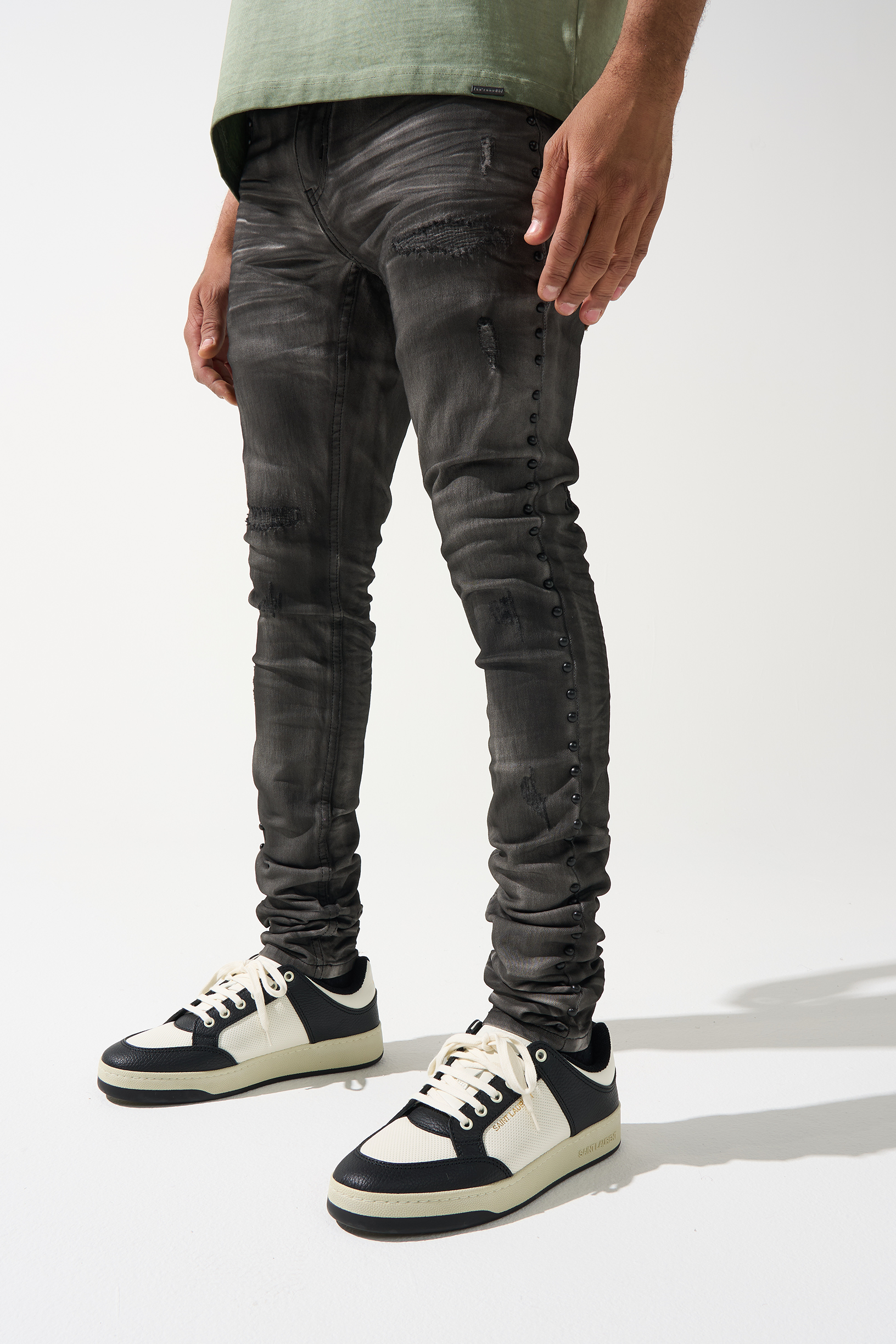 ARMOR Jeans - Washed Charcoal with black overspray | SERENEDE®