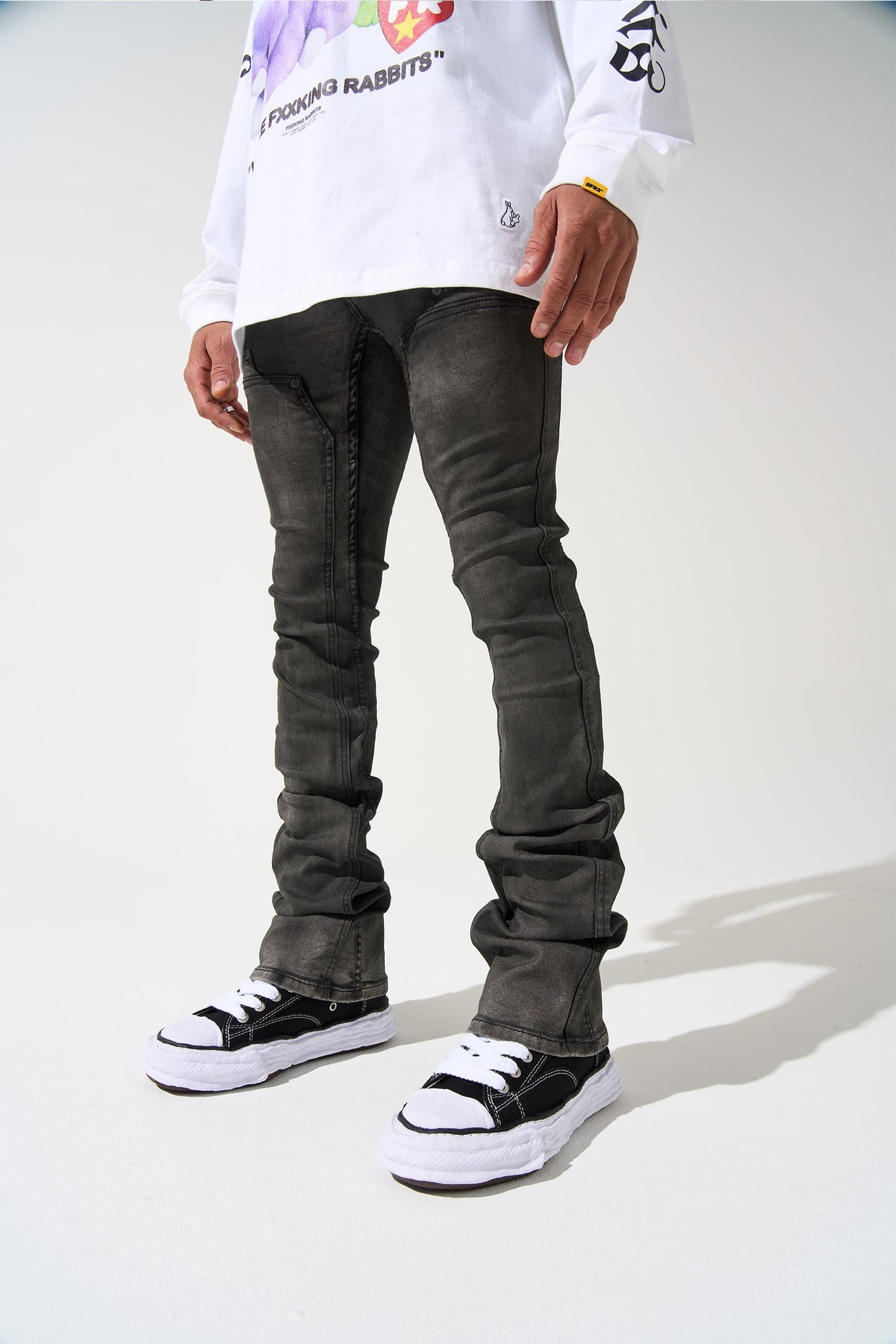 RAIN - Smoke Grey Stacked Jeans | SERENEDE®