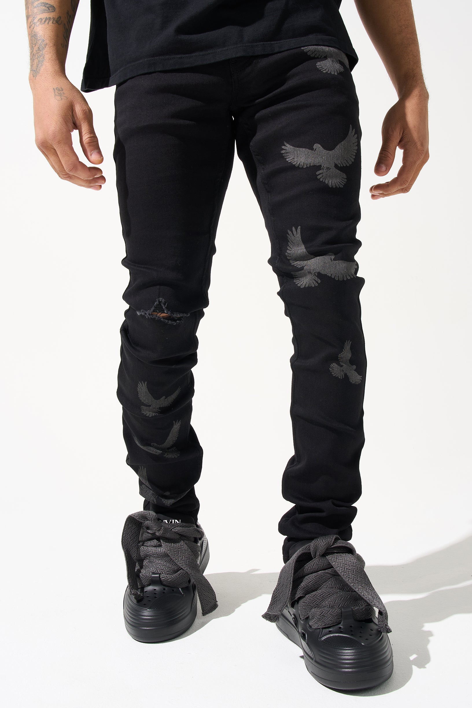 "PEACE" Black Jeans