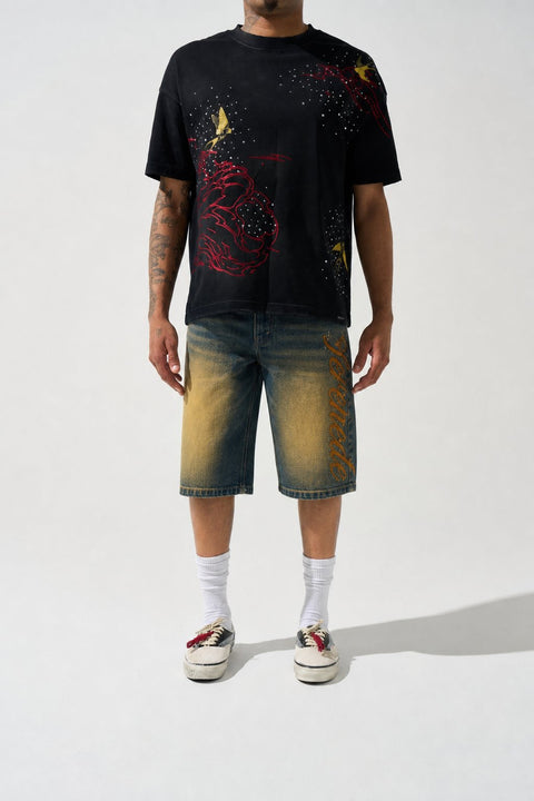SIDE SCRIPT Dark Denim Shorts