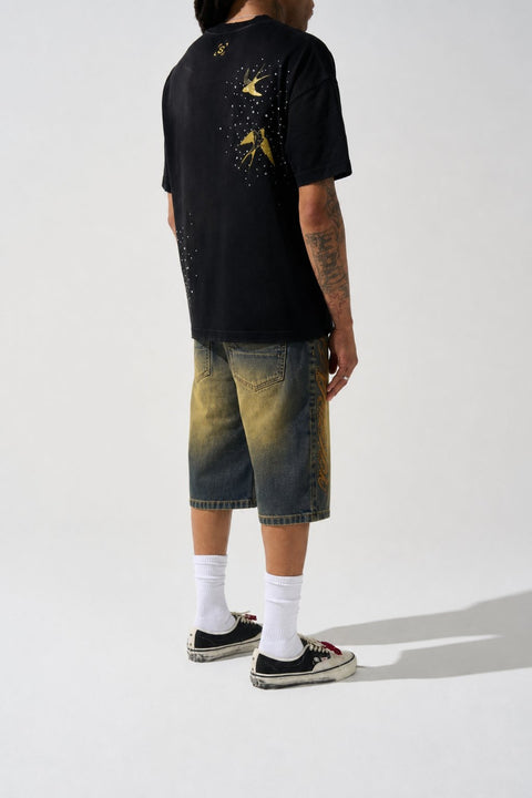 SIDE SCRIPT Dark Denim Shorts