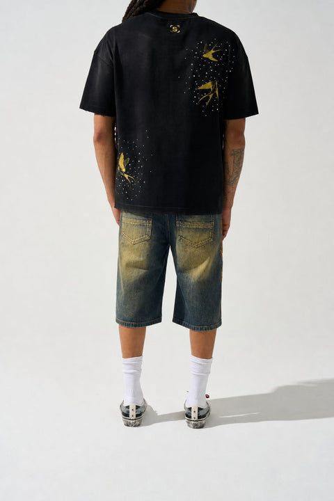 SIDE SCRIPT Dark Denim Shorts