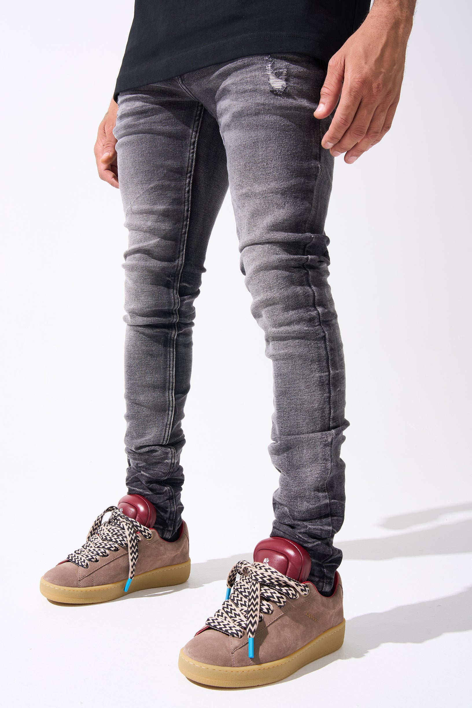 DARK FOG★Smoke Grey Structured Straight Jeans DF52 SERENEDE®