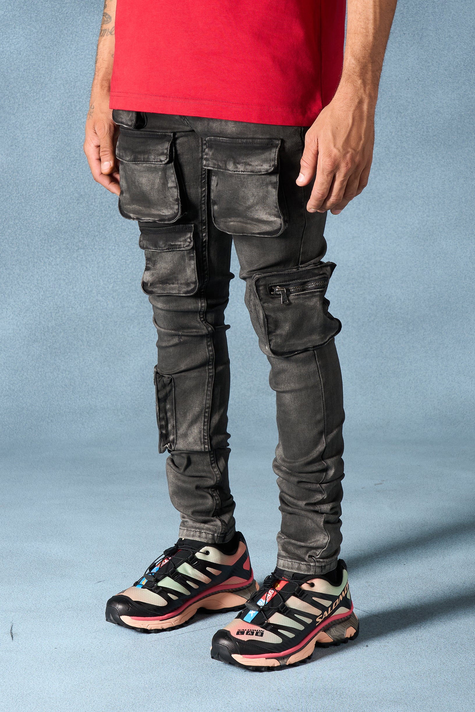 【SCENERITY】Onyu Cargo Denim Pants Onyu Cargo Denim Pants (Black) - SCENERITY | 60% - Asian