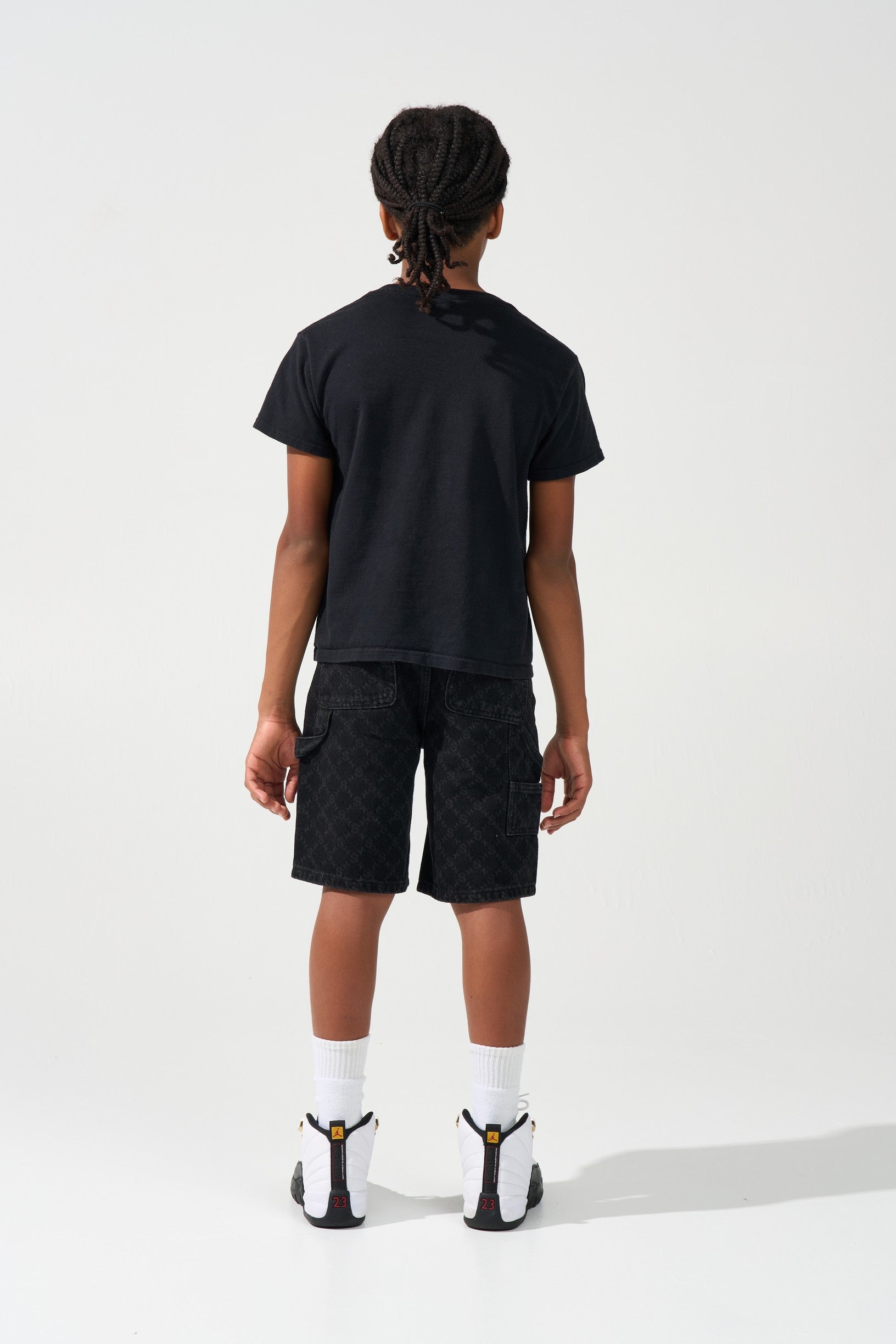 KIDS MONOGRAM Black Denim Shorts