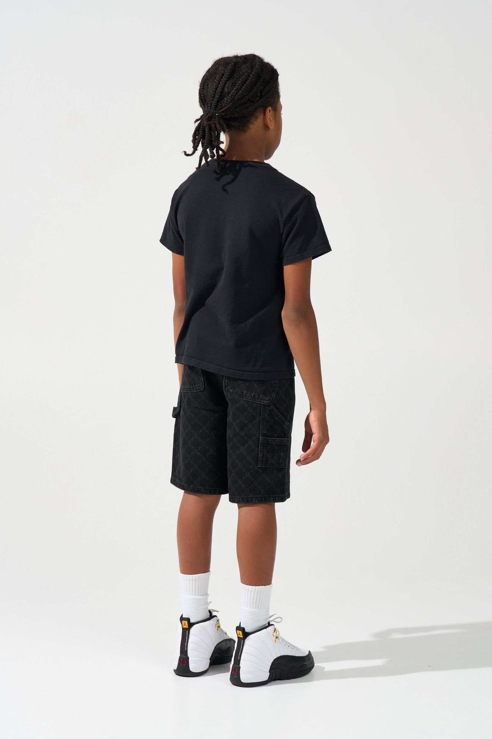 KIDS MONOGRAM Black Denim Shorts