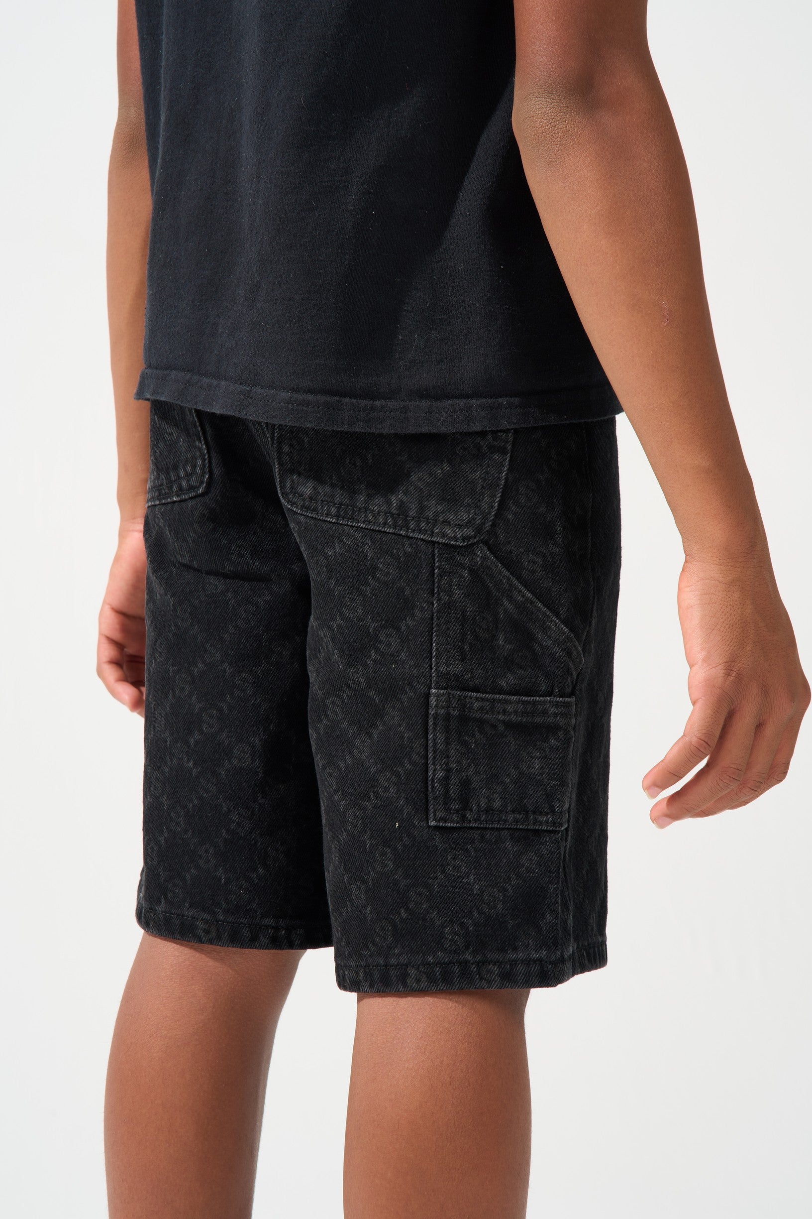 KIDS MONOGRAM Black Denim Shorts