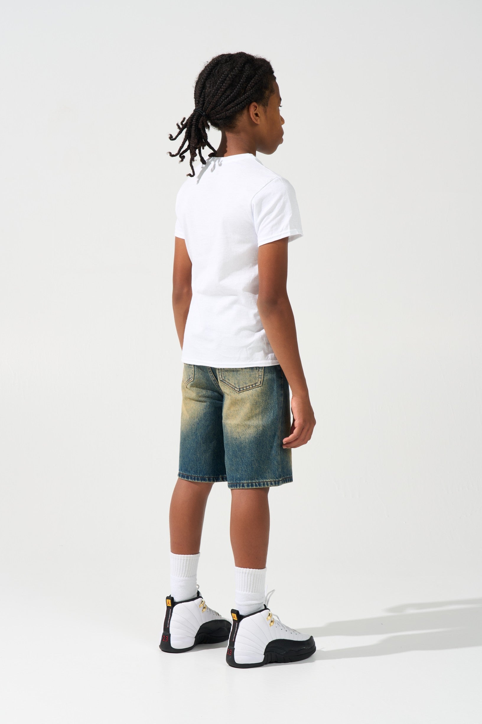 KIDS SIDE SCRIPT Dark Denim Shorts