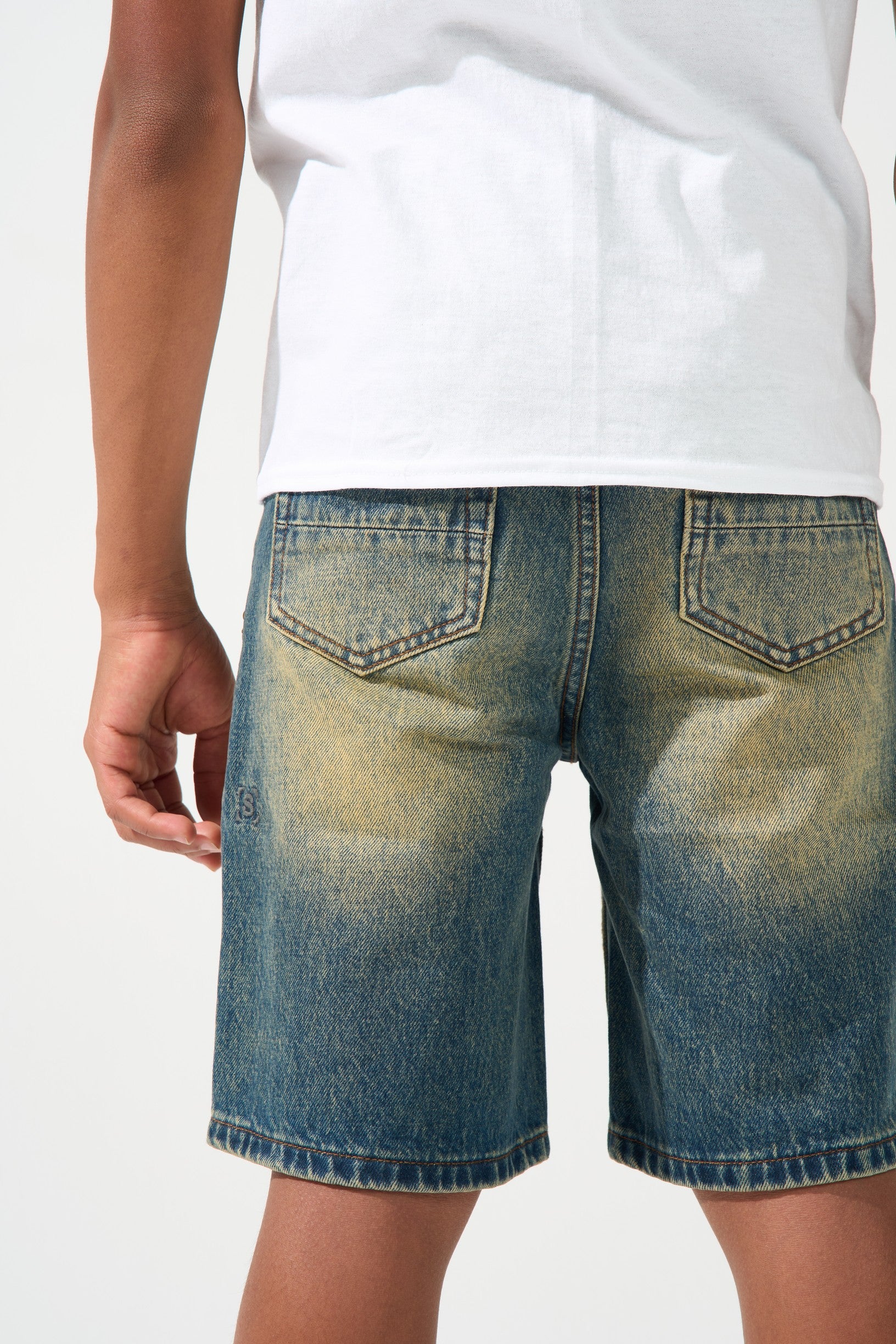 KIDS SIDE SCRIPT Dark Denim Shorts