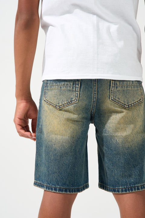 KIDS SIDE SCRIPT Dark Denim Shorts