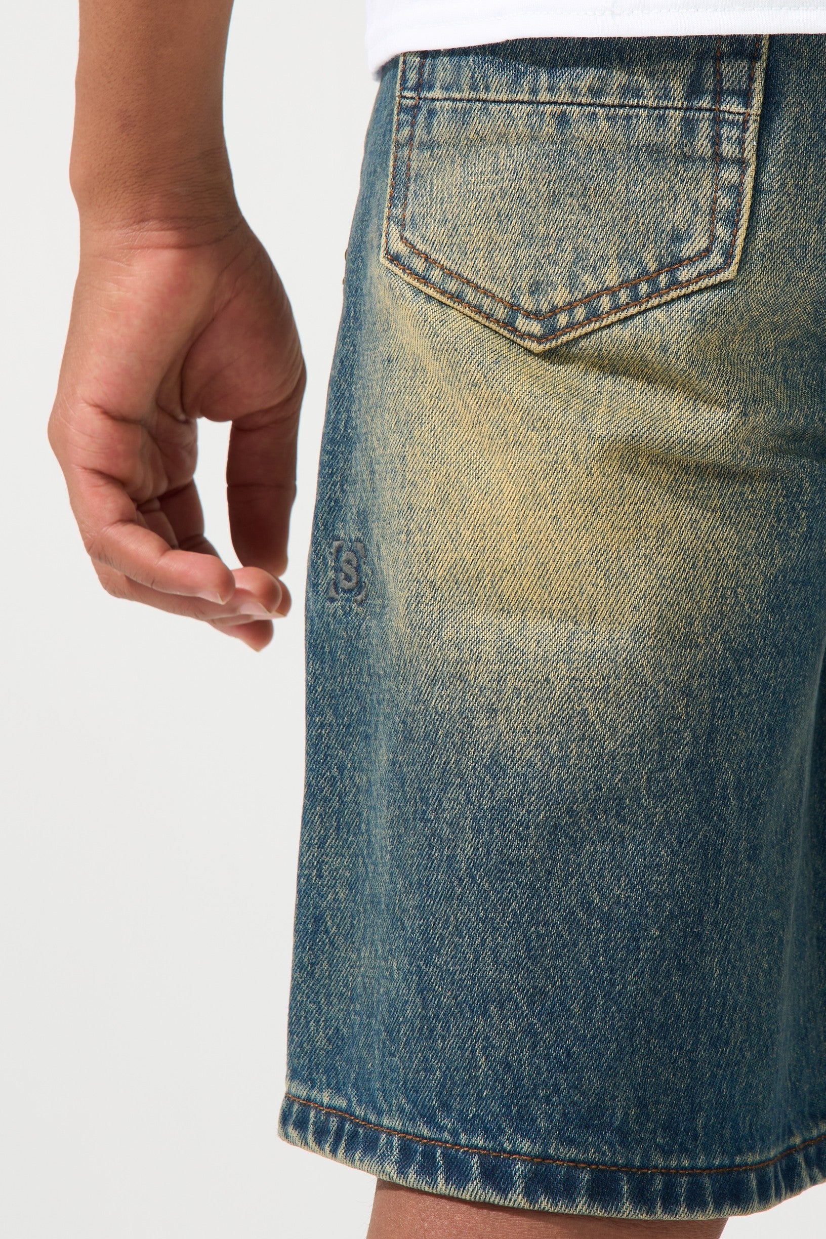 KIDS SIDE SCRIPT Dark Denim Shorts