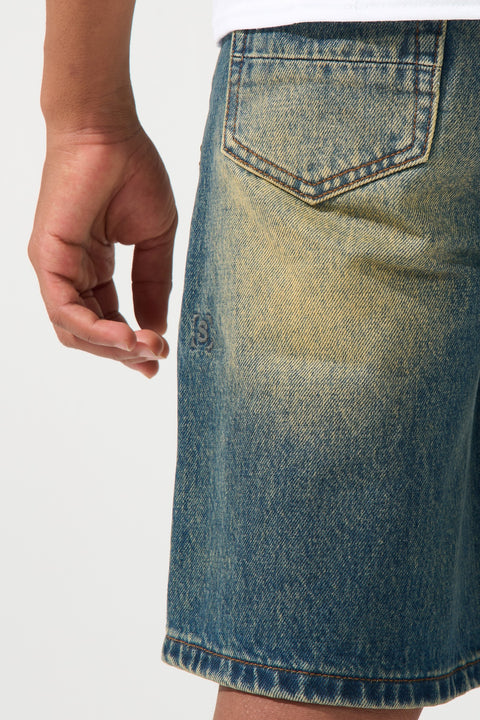 KIDS SIDE SCRIPT Dark Denim Shorts