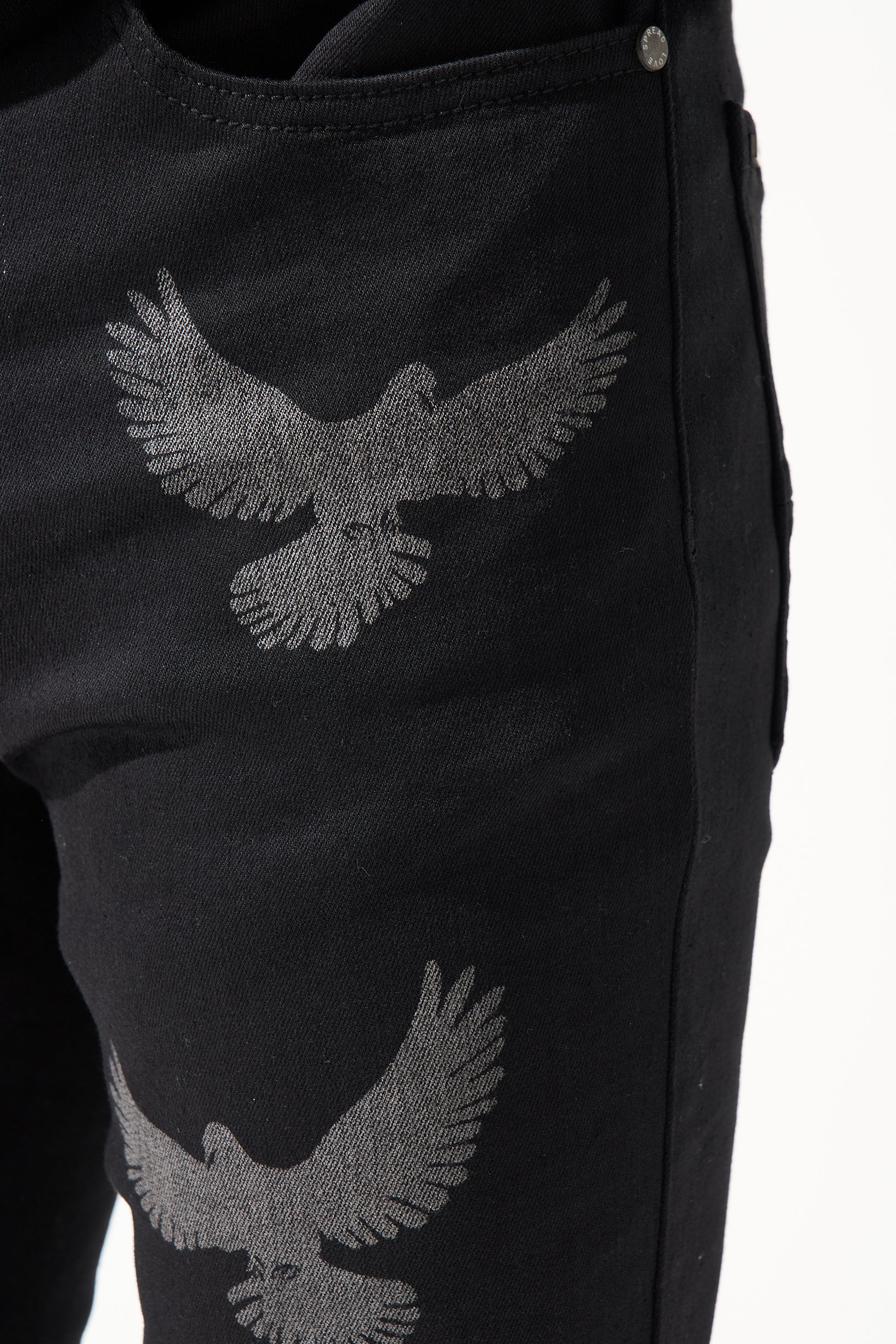 "PEACE" Black Jeans