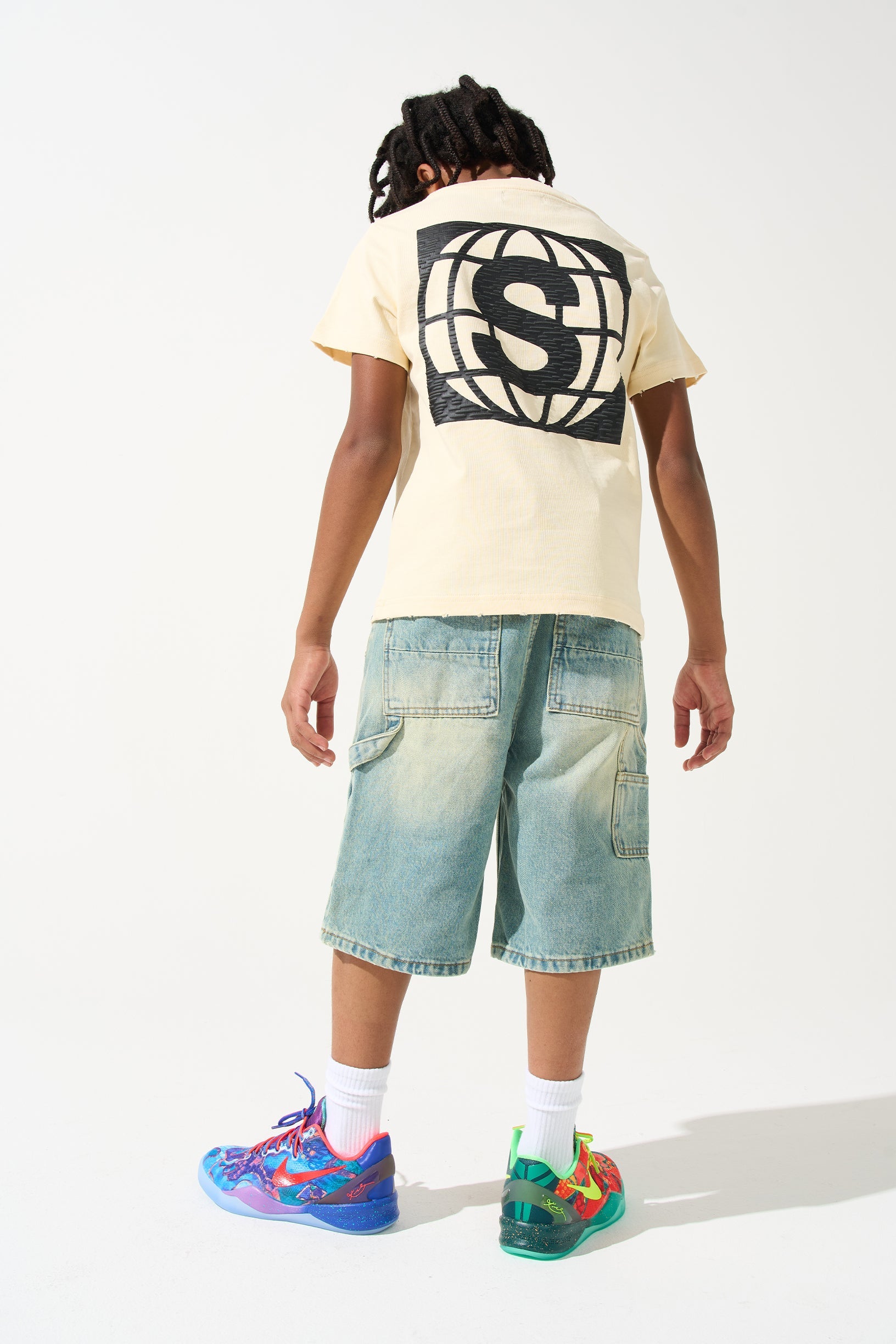 KIDS CITRUS - Earth Wash Yellow Fade Kids Shorts | SERENEDE®
