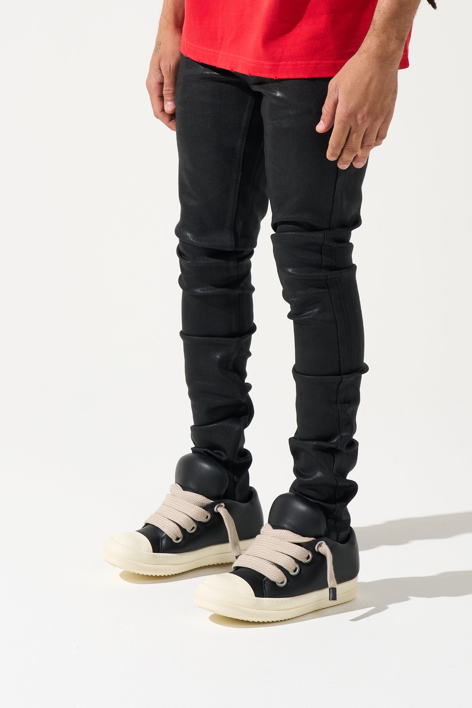 ONYX - Black Wax Coated Jeans | SERENEDE®