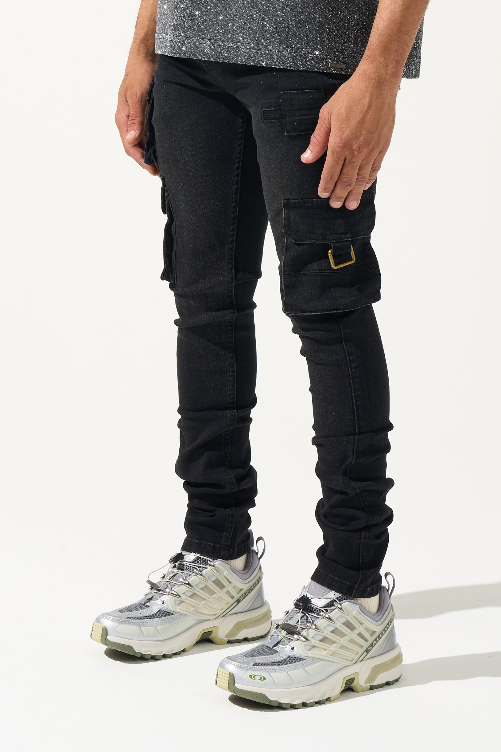 serenede ブラックデニムパンツ ダメージ32 Dark Wash