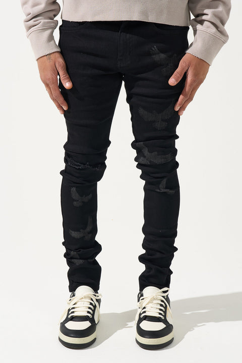 "PEACE" Black Jeans