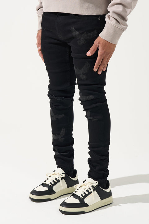 "PEACE" Black Jeans